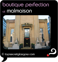 Top Secret Glasgow Quote Bubble showing main facade from across the street,
Caption: boutique perfection